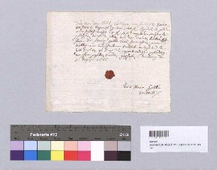 Die Witwe Anna Maria Goll quittiert dem Jesuitenkolleg in Regensburg 25 Gulden Zins aus 500 Gulden Kapital, herrührend von ihrem Ehemann Dr. Florian Goll. S: Anna Maria Goll