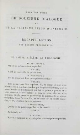 Premiere suite du douzième dialogue et de la septième lecon d'harmonie