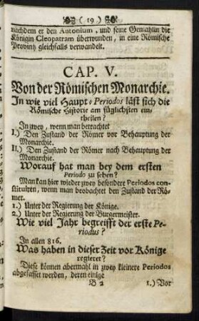 Cap. V. Von der Römischen Monarchie.