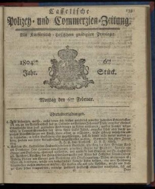 6tes Stueck, Montag den 6ten Februar 1804