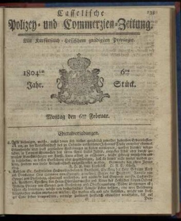 6tes Stueck, Montag den 6ten Februar 1804