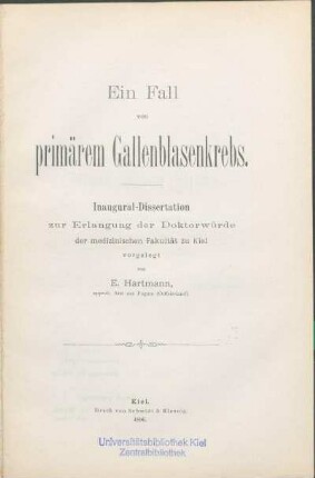 Ein Fall von primärem Gallenblasenkrebs