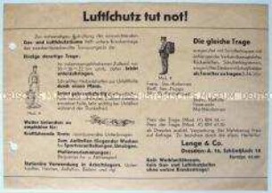 Werbezettel für eine Luftschutz-Krankentrage