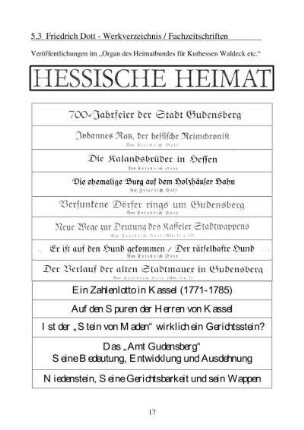 Friedrich Dott - Werkverzeichnis / Fachzeitschriften