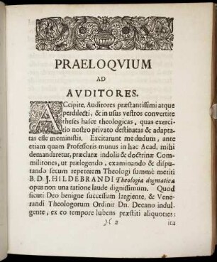 Praeloquium Ad Auditores.