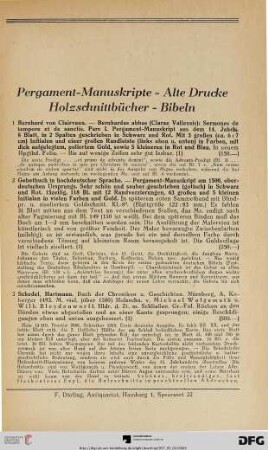 Pergament, Manuskripte, alte Drucke, Holzschnittbücher, Bibeln (Nr. 1-29)