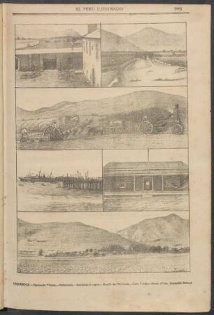 [Vistas de] Chimbote : [1.] Hacienda Vinzos. - [2.] Cañaveral. - [3.] Aradoras a vapor. - [4.] Muelle de Chimbote. - [5.] Casa Valdeavellano. (Foto. Reynaldo Serna)