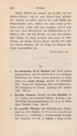 344-356 [Rezension] Klentgen, Joseph, Das Evangelium des hl. Mattäus