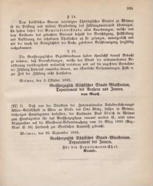 97. Ministerial-Bekanntmachung, betreffend Wechsel in er Hauptagentur der Internationalen Unfallversicherungs-Aktien-Gesellschaft in Wien