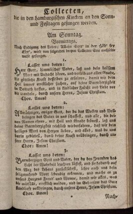 Collecten, die in den hamburgischen Kirchen an den Sonn- und Festtagen gesungen werden.