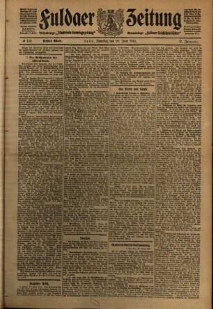 Erste Ausgabe vom Dienstag, den 28. Juni 1910.