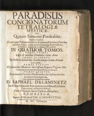 [1]: Paradisus Concionatorum Tetralogiae Mysticae, Sive Quatuor Sermones Praedicabiles ...