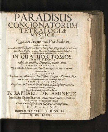 [1]: Paradisus Concionatorum Tetralogiae Mysticae, Sive Quatuor Sermones Praedicabiles ...