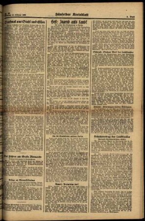 Zweite Ausgabe vom Mittwoch, den 15. Februar 1939.