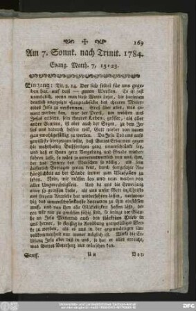 Am 7. Sonnt. nach Trinit. 1784. Evang. Matth. 7, 15 - 23.
