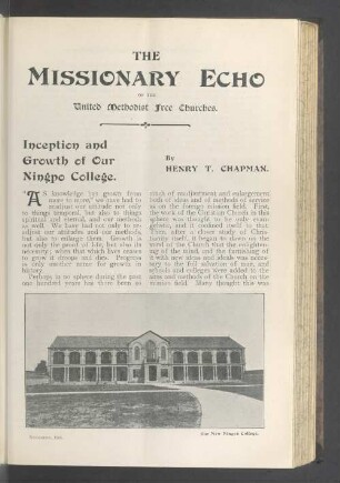 Inception and Growth of our ningpo college