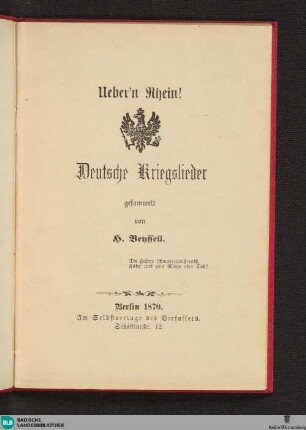 Ueber'n Rhein! : deutsche Kriegslieder