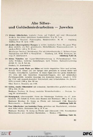 Alte Silber – und Goldschmiedearbeiten – Juwelen (Nr. 579-670)