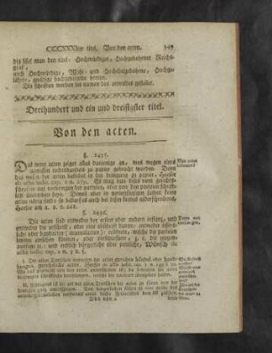 Dreihundert und ein und dreisigster - Dreihundert und sechs und dreisigster titel.