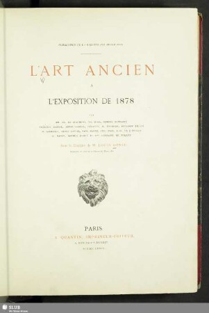 L' art ancien à l'exposition de 1878