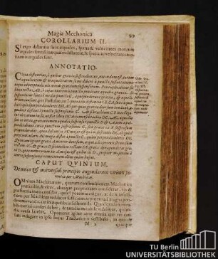 Caput Qvintum. De unico & universali principio augendarum virium potentiae per Machinas.