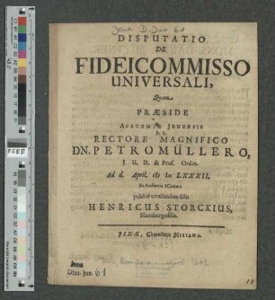 Disputatio De Fideicomisso Universali