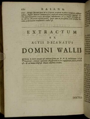 Extractum Ex Actis Decanatus Domini Wallii