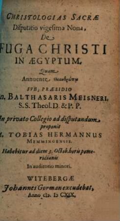 De Fuga Christi In Aegyptum