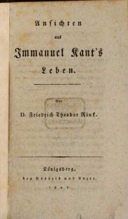 Ansichten aus Immanuel Kants Leben