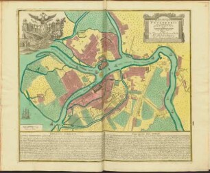 Topographia Sedis Imperatoriae Moscovitarum Petropolis : anno 1744 designata iam publici iuris facta ; Cum Grat. et Privil. S. R. I. Vicariatus, in part. Rheni, Sveviae, et Iur. Franc. = Plan der Kayserlichen Residentz-Stadt Sankt Petersburg