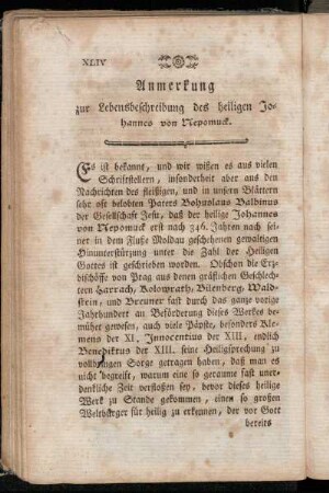 Anmerkung zur Lebensbeschreibung des heiligen Johannes von Nepomuck