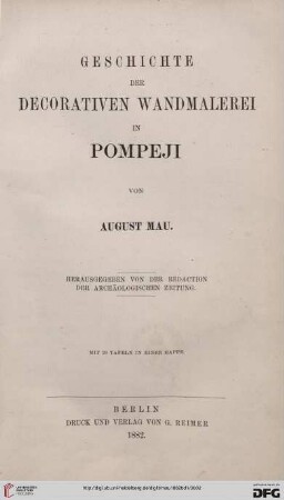 Geschichte der decorativen Wandmalerei in Pompeji: [Text]