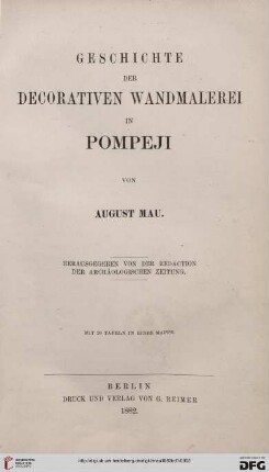 Geschichte der decorativen Wandmalerei in Pompeji: [Text]