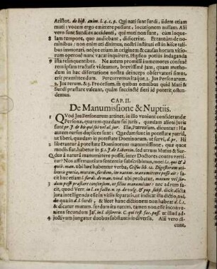 Cap. II. De Manumissione & Nuptiis.