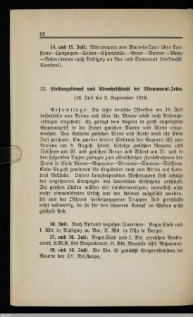 22. Stellungskampf und Abwehrschlacht bei Miraumont-Irles