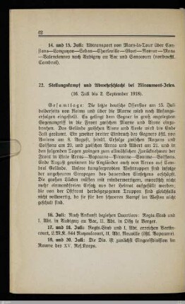 22. Stellungskampf und Abwehrschlacht bei Miraumont-Irles
