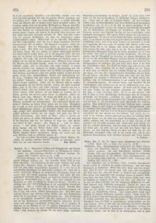 275-276 [Rezension] Barthel, Alexander, Descartes' Leben und Metaphysik auf Grund der Quellen