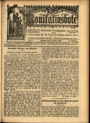 Erste Ausgabe vom Sonntag, den 21. Oktober 1900.