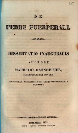 De febre puerperali : Diss. inaug.