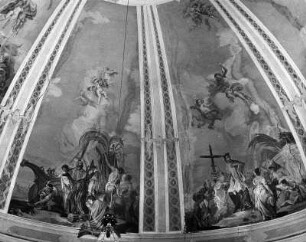 Szenen aus dem Marienleben sowie des heiligen Franz Xaver : Szenen aus dem Marienleben sowie des heiligen Franz Xaver. Fresko (1768; F. A. Zeiller). Strassen (Tirol), Dreifaltigkeitskirche, Kuppel