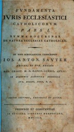 Fundamenta iuris ecclesiastici catholicorum, 1. Summa doctrinae de natura ecclesiae catholicae