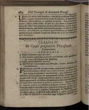 Classis IV. De Causis præparatis Processuum Cameralium.
