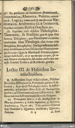 Lectio III. de Habitibus Intellectualibus