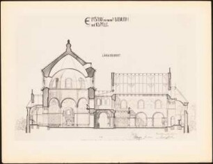 Mausoleum mit Kapelle: Längsschnitt (aus: Drucke von Seminararbeiten der Königlich Technischen Hochschule Berlin, Bd. I)