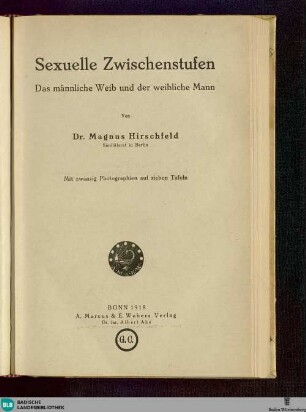 2: Sexuelle Zwischenstufen : das männliche Weib und der weibliche Mann