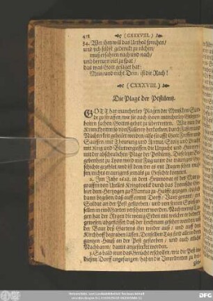 (CXXXVIII.) Die Plage der Pestilentz.