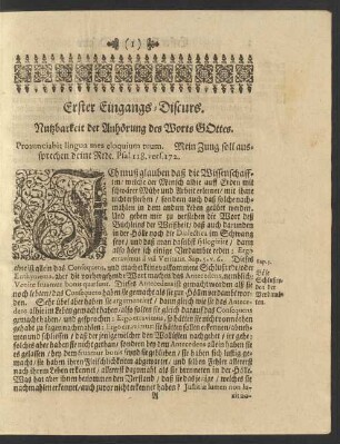 Erster Eingangs-Discurs - Zehender Discurs