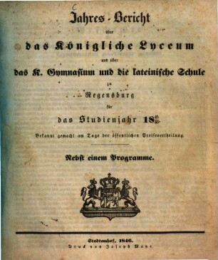 Jahres-Bericht. 1845/46 (1846)