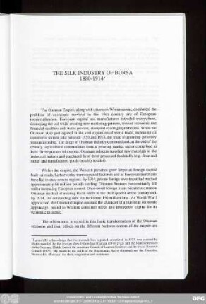 The Silk Industry Of Bursa 1880-1914