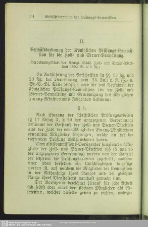II. Geschäftsordnung der Königlichen Prüfungs-Kommission für die Zoll- und Steuer-Verwaltung